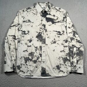 Cheap Monday Shirt Mens Small Gray‎ Black Tie Dye Button Up Long Sleeve Casual